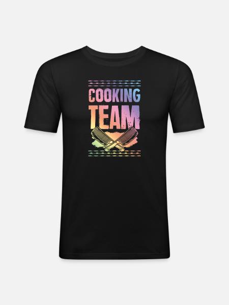 cooking team - Männer Slim Fit T-Shirt - Schwarz