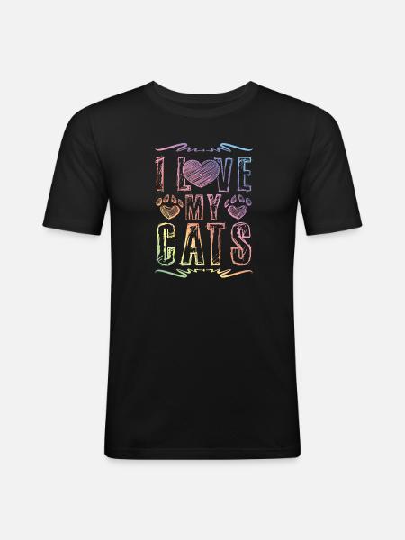 I Love my Cats - Men's Slim Fit T-Shirt - black