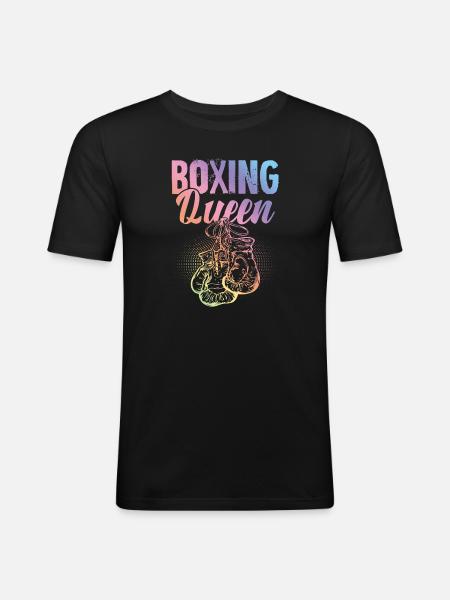 Boxing Queen - Männer Slim Fit T-Shirt - Schwarz