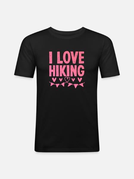 Ich liebe Hiking - Männer Slim Fit T-Shirt - Schwarz