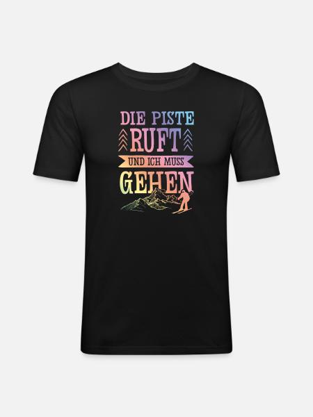 Die Piste Ruft - Männer Slim Fit T-Shirt - Schwarz