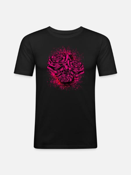 Rose Illustration - Men's Slim Fit T-Shirt - black