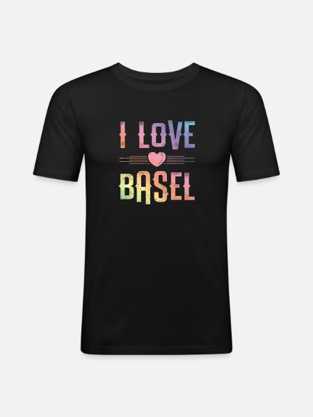 I Love Basel - Men's Slim Fit T-Shirt - black