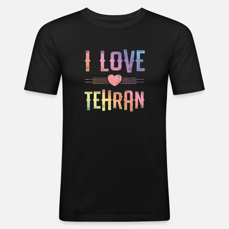I Love Tehran - Männer Slim Fit T-Shirt - Schwarz