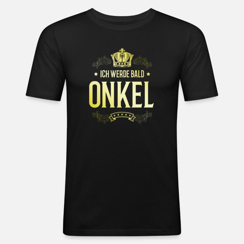 Ich werde Bald Onkel - Männer Slim Fit T-Shirt - Schwarz