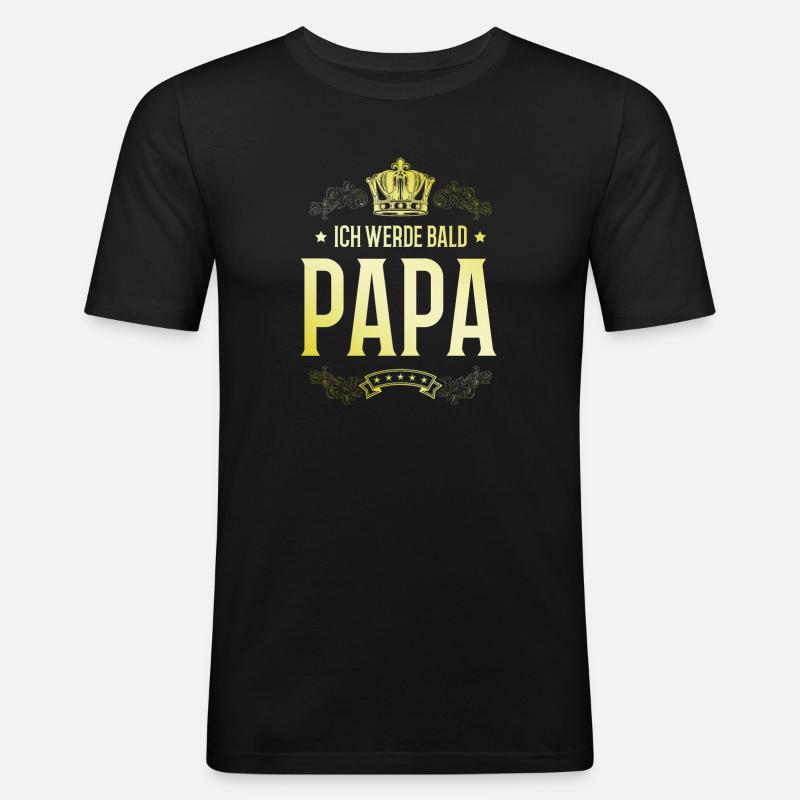 Ich werde Bald Papa - Männer Slim Fit T-Shirt - Schwarz
