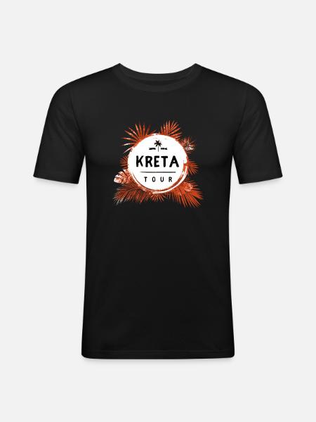 Kreta Tour Bunt - Männer Slim Fit T-Shirt - Schwarz