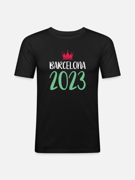Barcelona 2023 - Männer Slim Fit T-Shirt - Schwarz