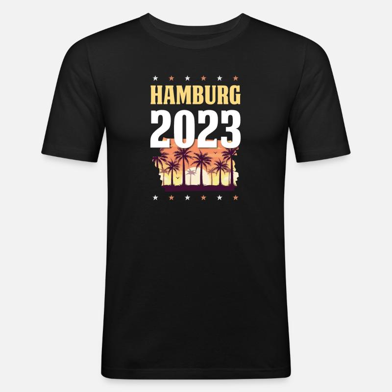 Hamburg 2023 - Männer Slim Fit T-Shirt - Schwarz