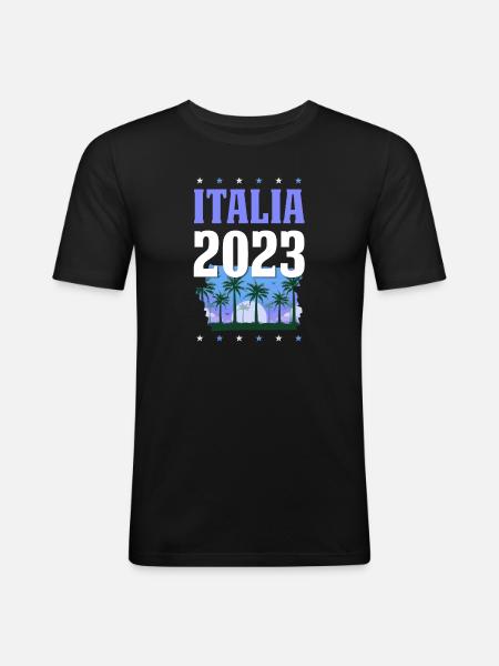 Italia 2023 - Männer Slim Fit T-Shirt - Schwarz