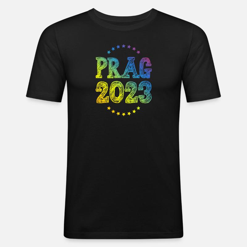 Prag 2023 - Männer Slim Fit T-Shirt - Schwarz