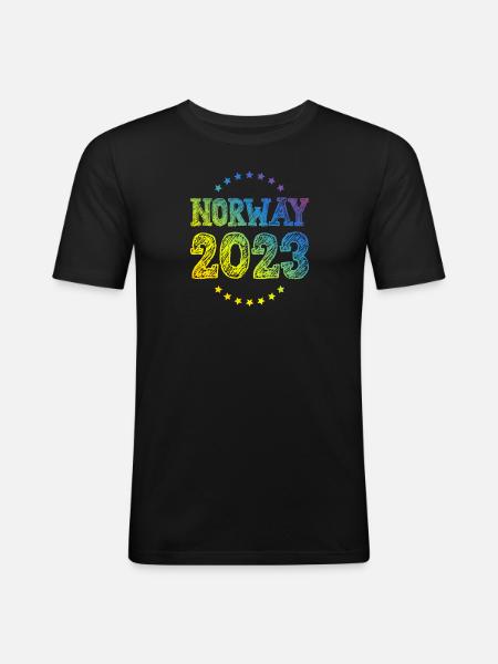 Norway 2023 - Männer Slim Fit T-Shirt - Schwarz
