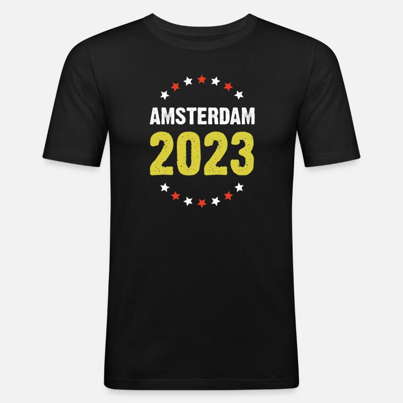 Amsterdam 2023 - Männer Slim Fit T-Shirt - Schwarz