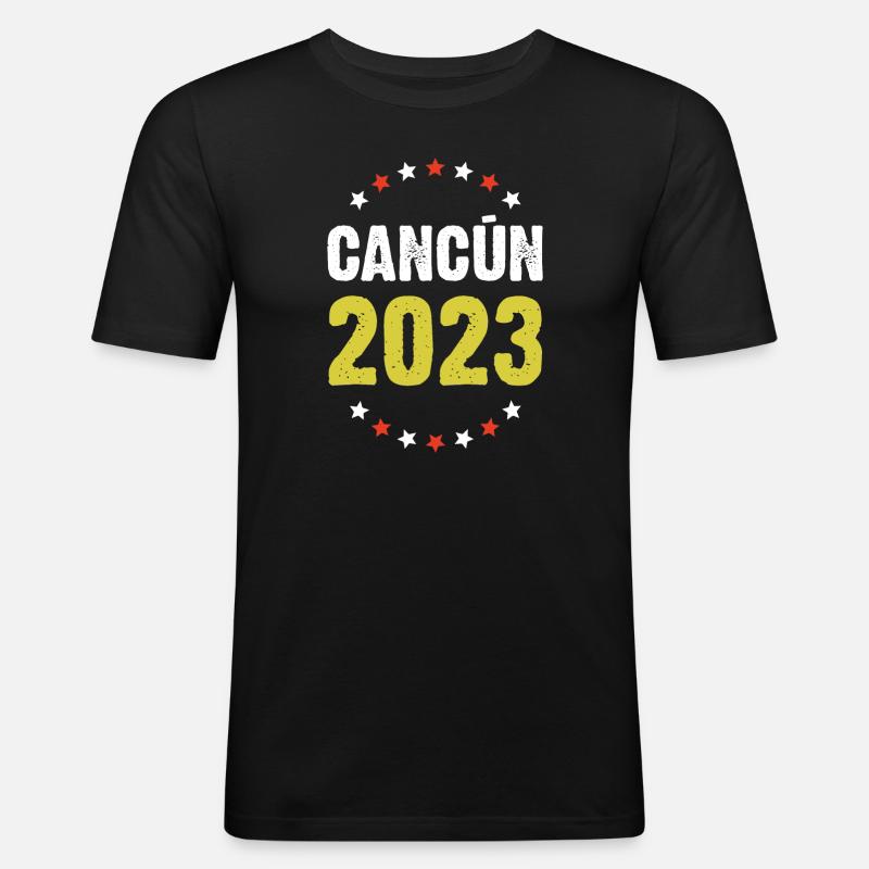 Cancun 2023 - Männer Slim Fit T-Shirt - Schwarz