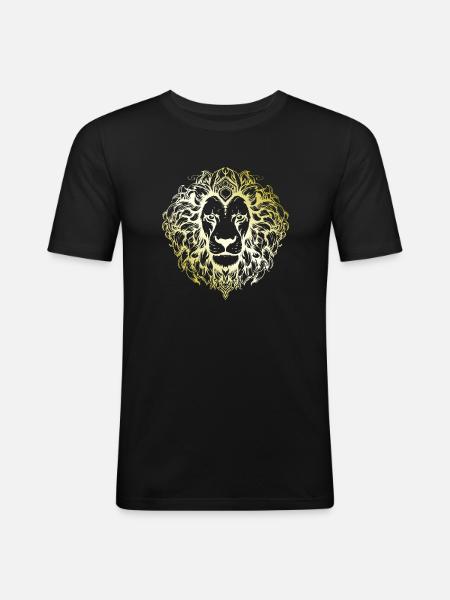 Lion Mandala gold - Men's Slim Fit T-Shirt - black