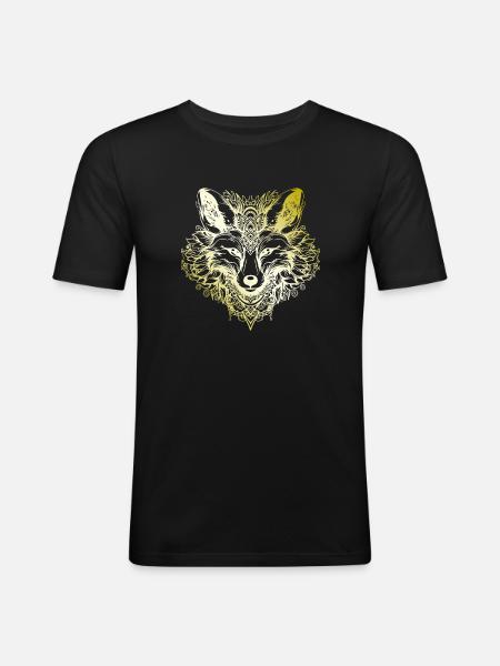 Fox Mandala gold - Men's Slim Fit T-Shirt - black