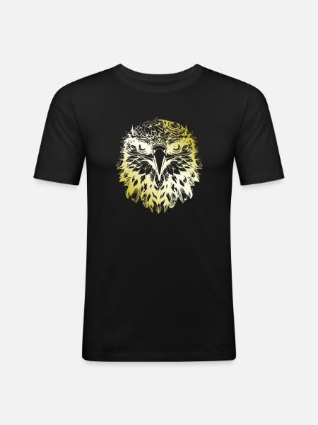 Eagle Mandala gold - Men's Slim Fit T-Shirt - black