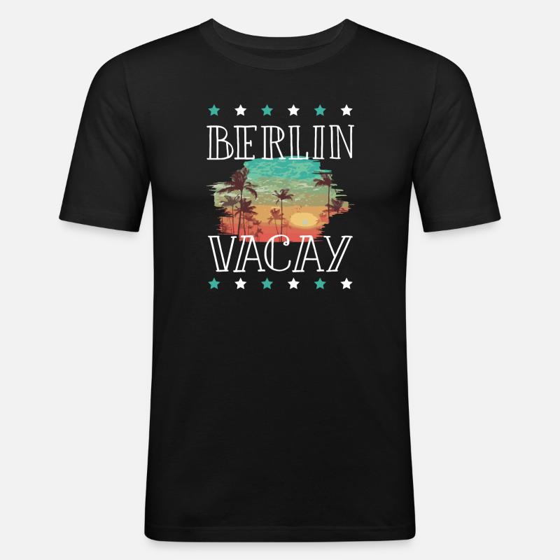 Berlin Urlaub - Männer Slim Fit T-Shirt - Schwarz
