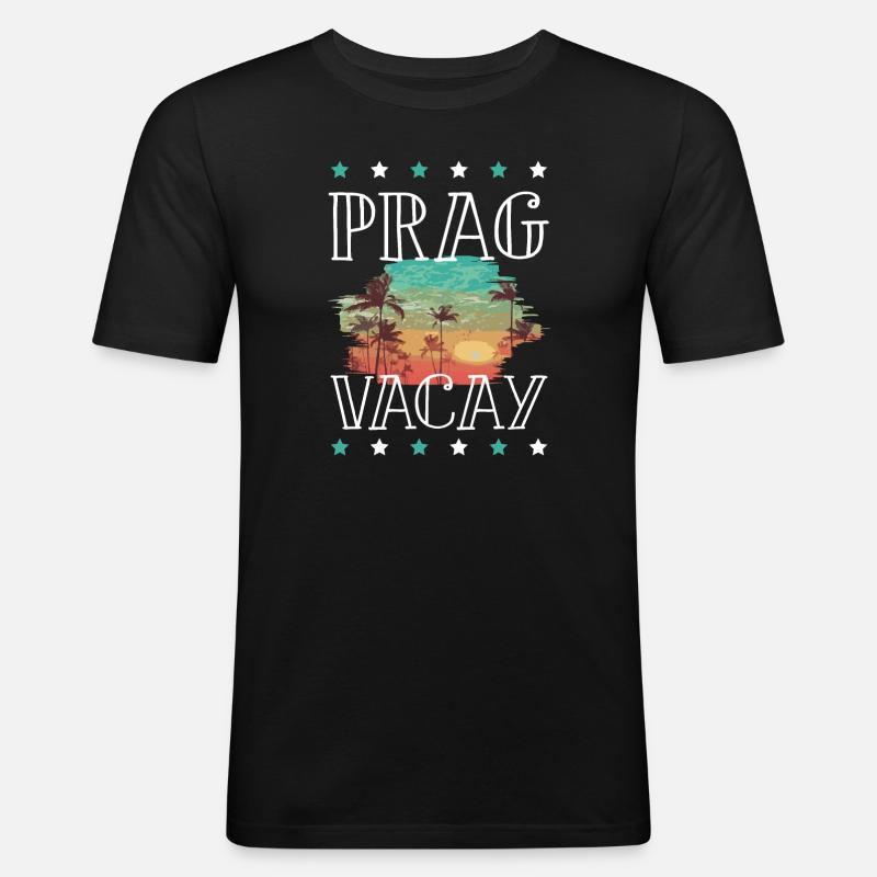 Prag Urlaub - Männer Slim Fit T-Shirt - Schwarz