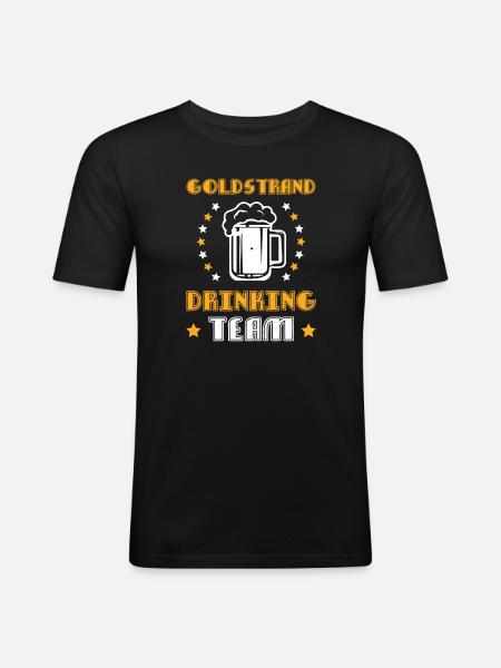 Goldstrand Drinking Team - Männer Slim Fit T-Shirt - Schwarz