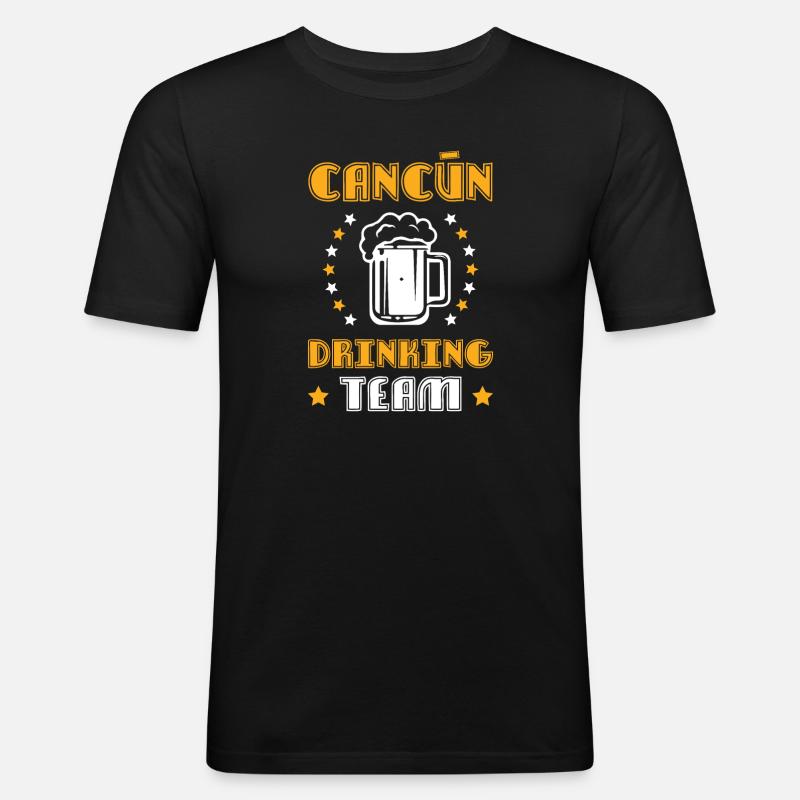 Cancun Drinking Team - Männer Slim Fit T-Shirt - Schwarz