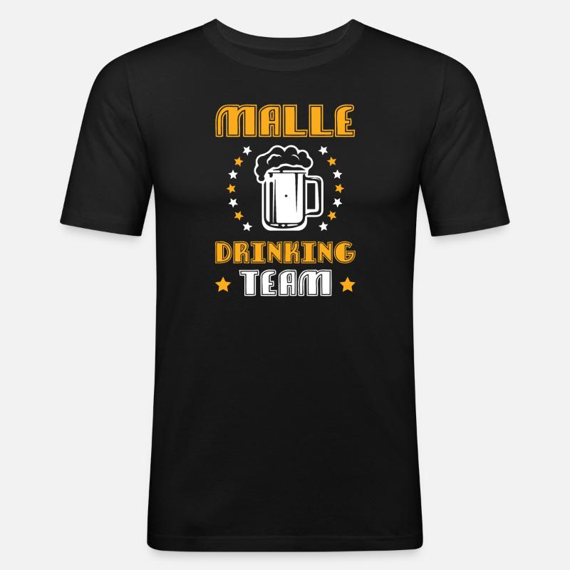 Malle Drinking Team - Männer Slim Fit T-Shirt - Schwarz