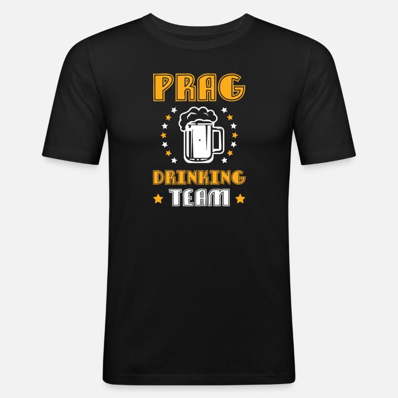 Prag Drinking Team - Männer Slim Fit T-Shirt - Schwarz