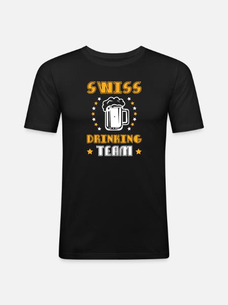 Suisse Drinking Team Suisse - T-shirt près du corps Homme - noir