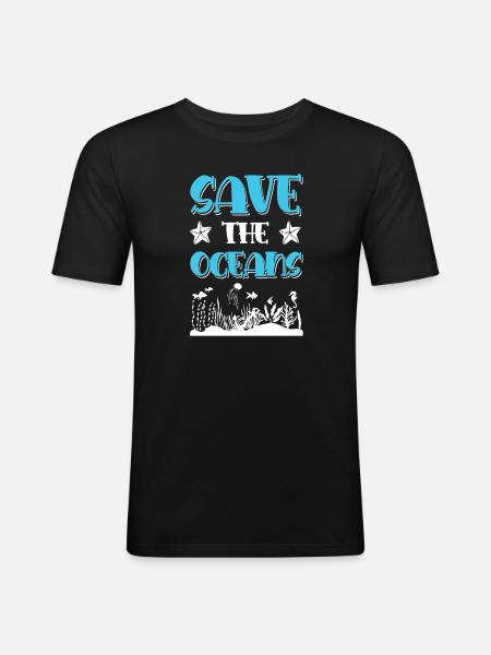 save the ocean - Men's Slim Fit T-Shirt - black