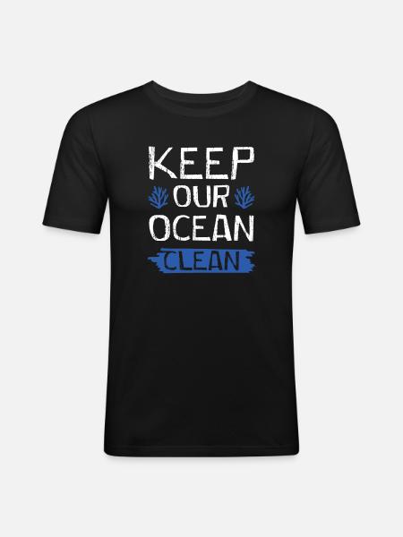 Keeping the ocean clean - Men's Slim Fit T-Shirt - black