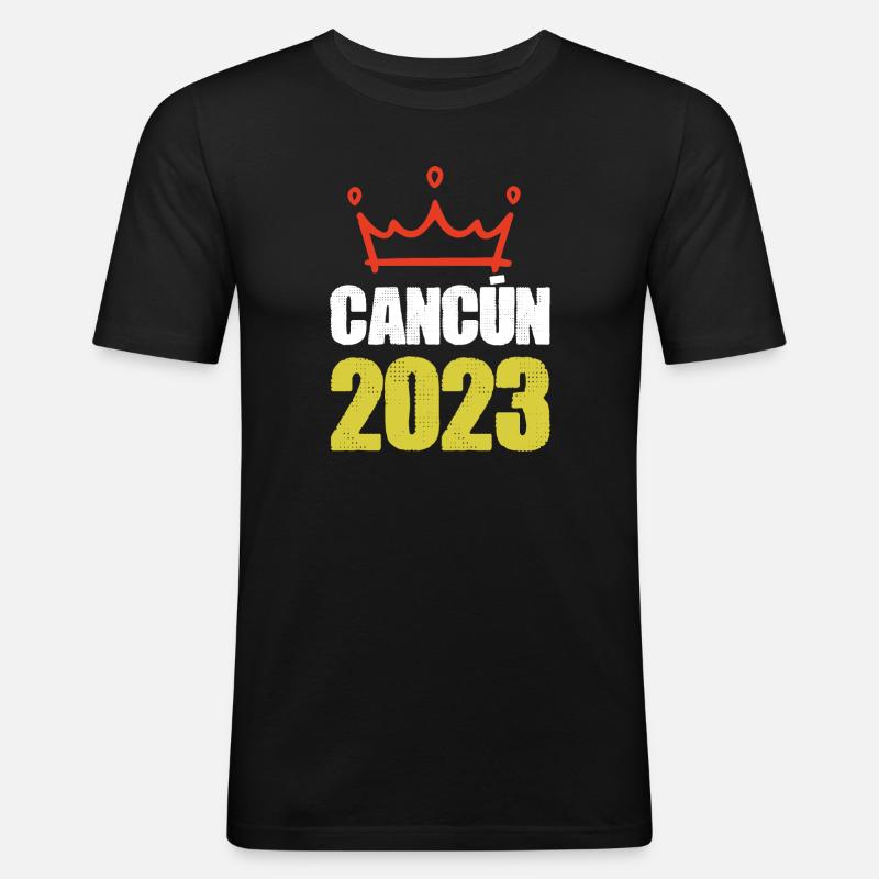 Cancun 2023 - Männer Slim Fit T-Shirt - Schwarz
