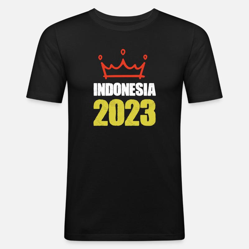 Indonesia 2023 - Männer Slim Fit T-Shirt - Schwarz