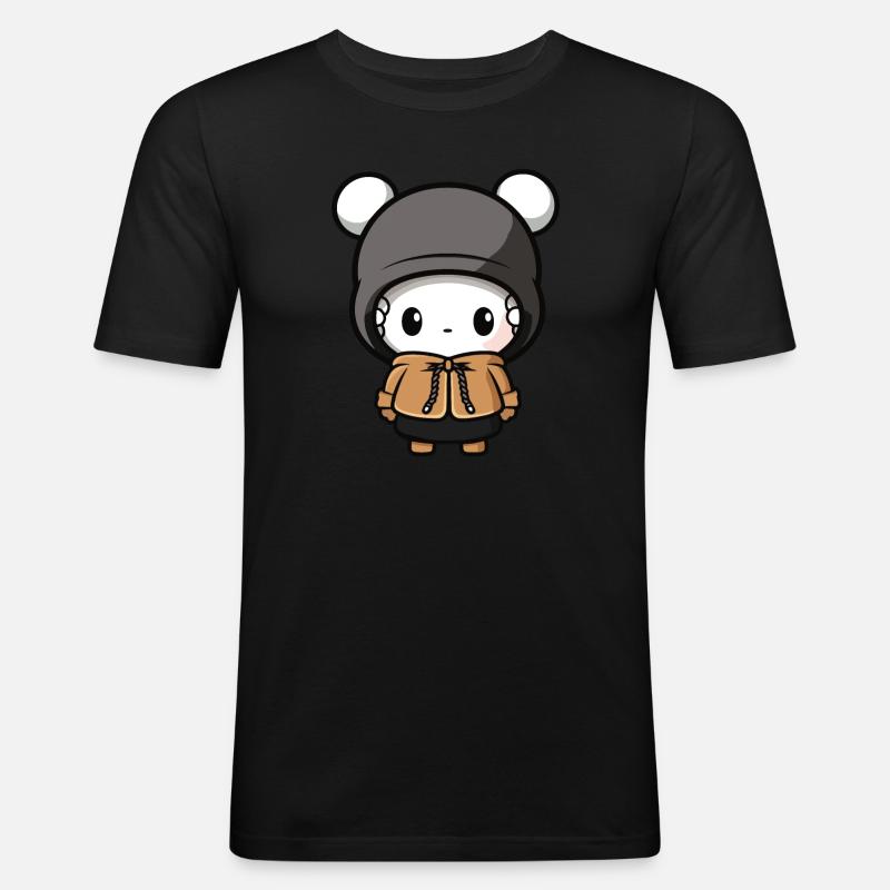 Maus Winter Comic Niedlich - Männer Slim Fit T-Shirt - Schwarz