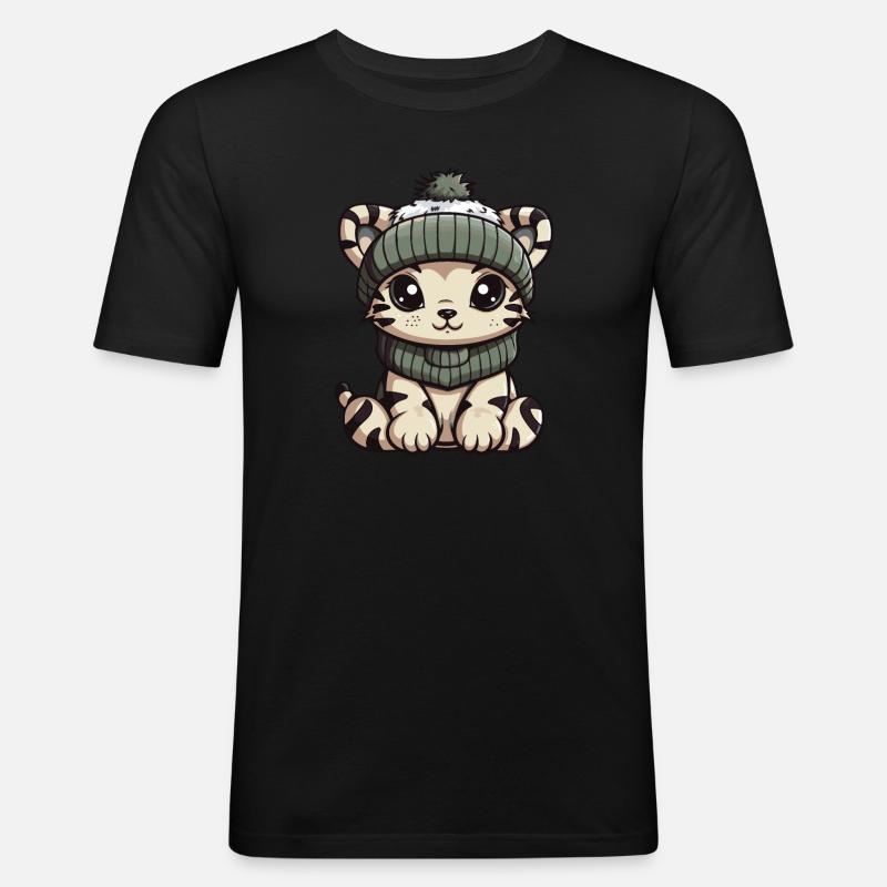 Tiger Winter Comic - Men's Slim Fit T-Shirt - black