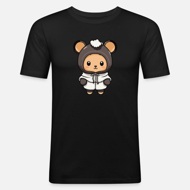 Maus Winter Comic - Männer Slim Fit T-Shirt - Schwarz