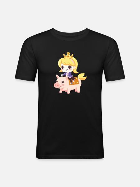 Princess Pig Fairy Tale - Men's Slim Fit T-Shirt - black