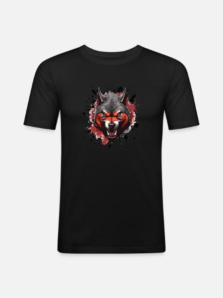 Wolf Head Symbol Animal - Men's Slim Fit T-Shirt - black
