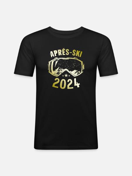 Après Ski 2024 Mountains Saying - Men's Slim Fit T-Shirt - black
