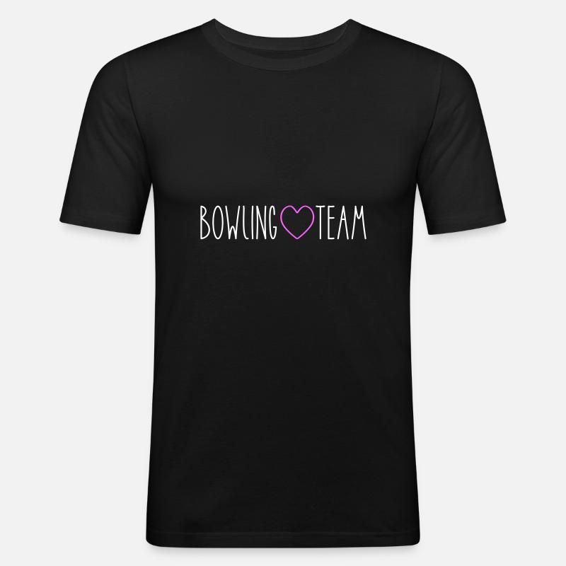 Bowling Team Herz - Männer Slim Fit T-Shirt - Schwarz