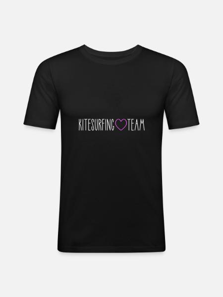 Kitesurfing Team Herz - Männer Slim Fit T-Shirt - Schwarz