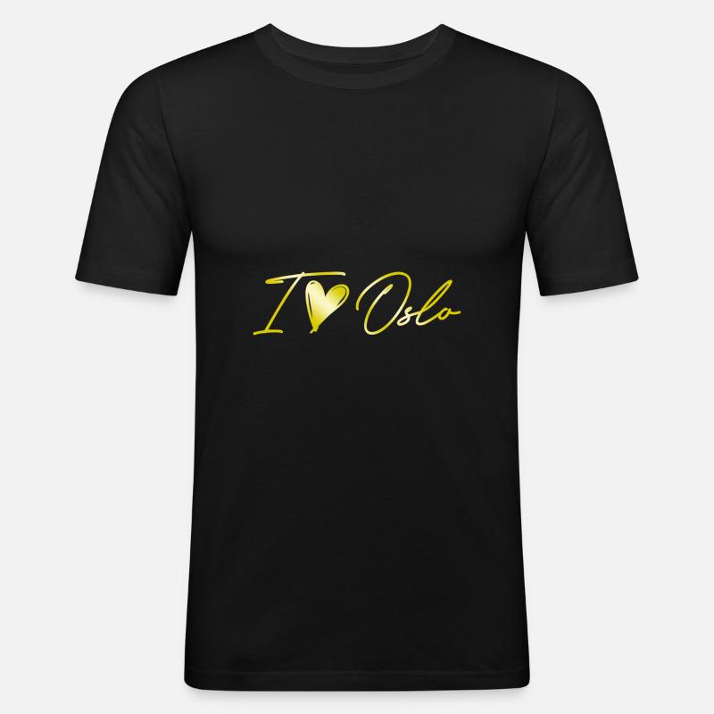 I Love Oslo - Männer Slim Fit T-Shirt - Schwarz