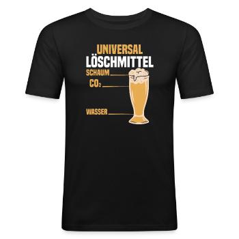 Feuerwehr Bier Spruch Sprüche Universallöschmittel - Männer Slim Fit T-Shirt - Schwarz - Vorne - Nik (191cm)