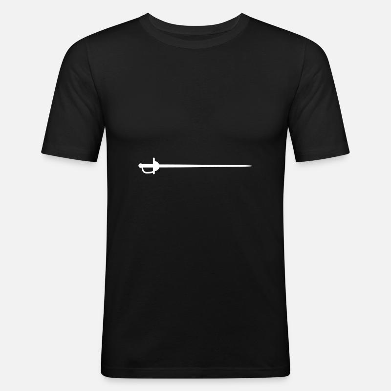 Fechten Schwert - Männer Slim Fit T-Shirt - Schwarz