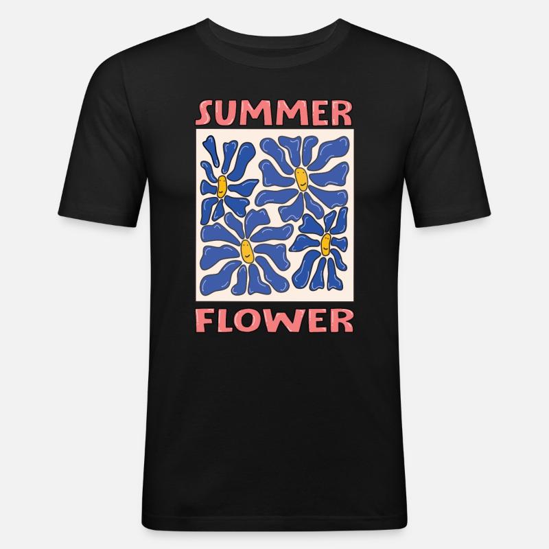 summer flower - Männer Slim Fit T-Shirt - Schwarz