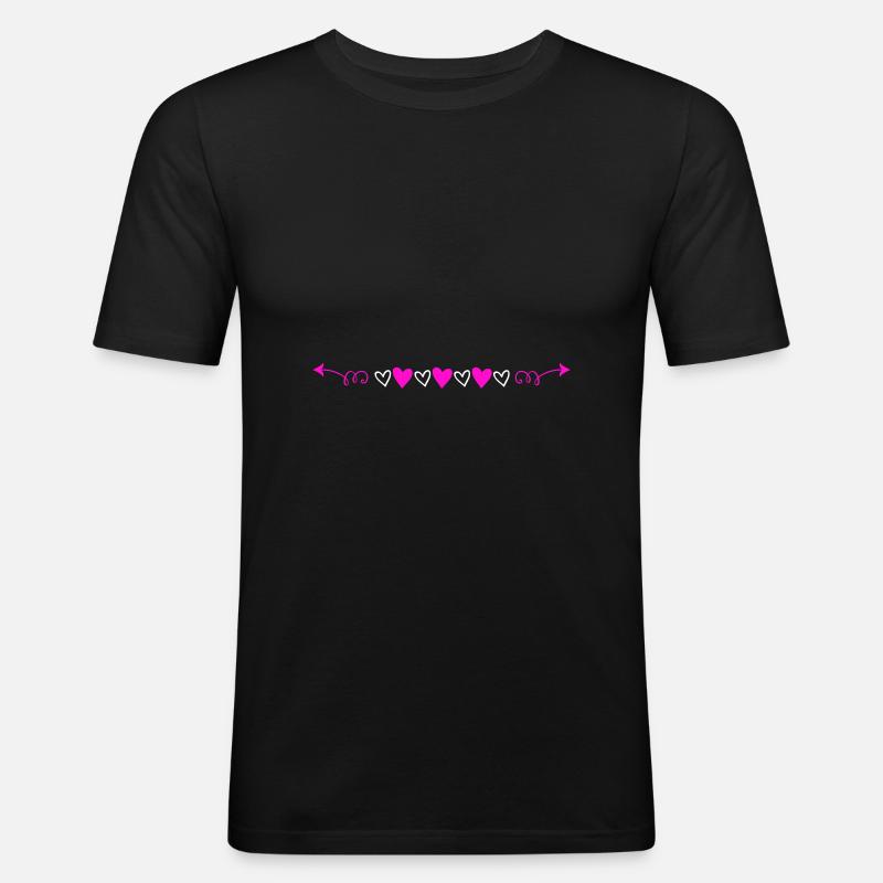 herz strich - Männer Slim Fit T-Shirt - Schwarz