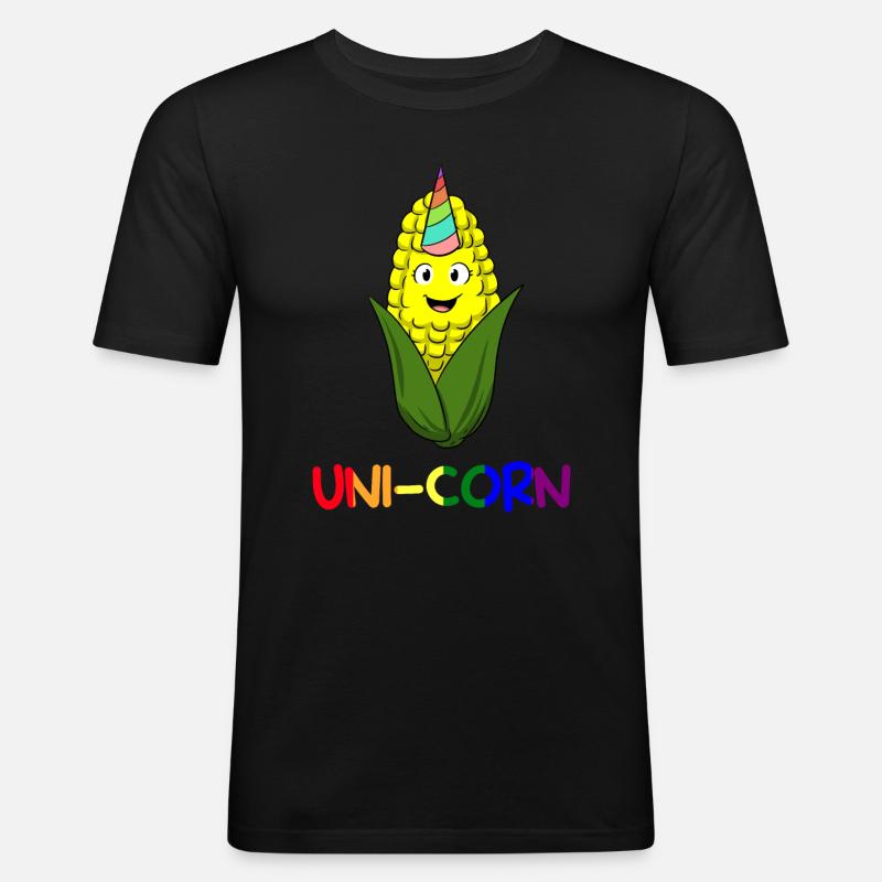 Uni-corn Bauer - Männer Slim Fit T-Shirt - Schwarz