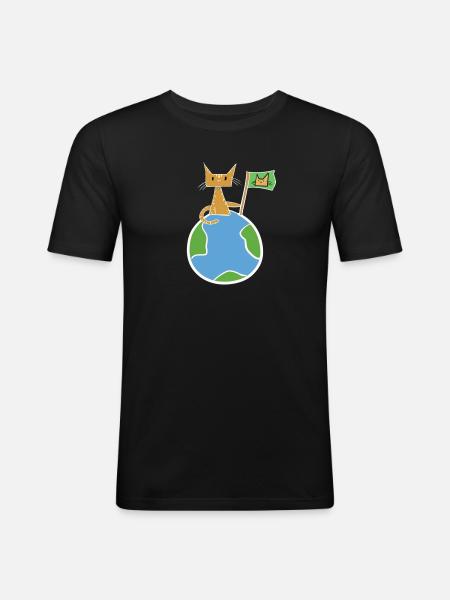 save the planet Earth symbol - Men's Slim Fit T-Shirt - black