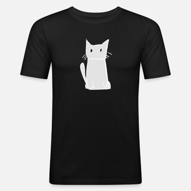 Katze Tier süß symbol - Männer Slim Fit T-Shirt - Schwarz