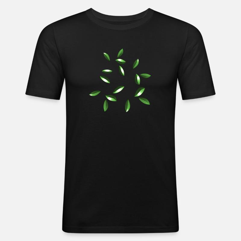 leaves glossy pattern sheet - Men's Slim Fit T-Shirt - black