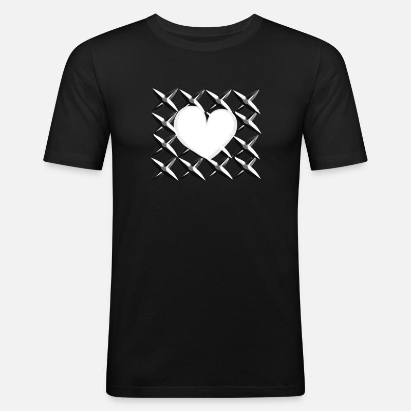 kreuz muster herz - Männer Slim Fit T-Shirt - Schwarz